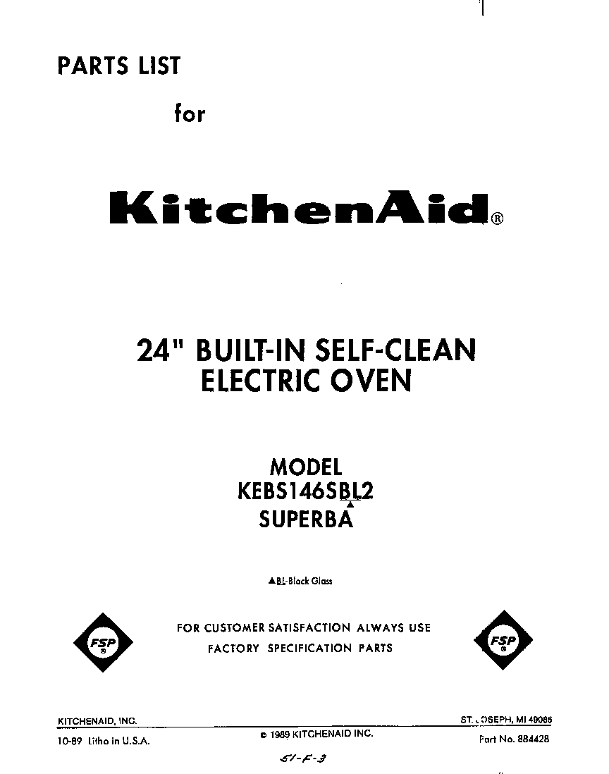 KitchenAid KEBS146SBL2 front cover diagram