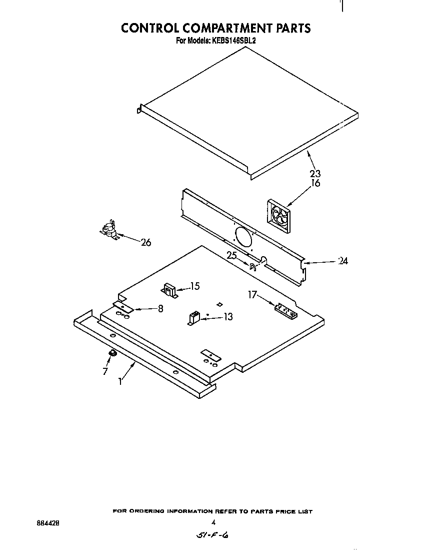 KitchenAid KEBS146SBL2 control compartment diagram