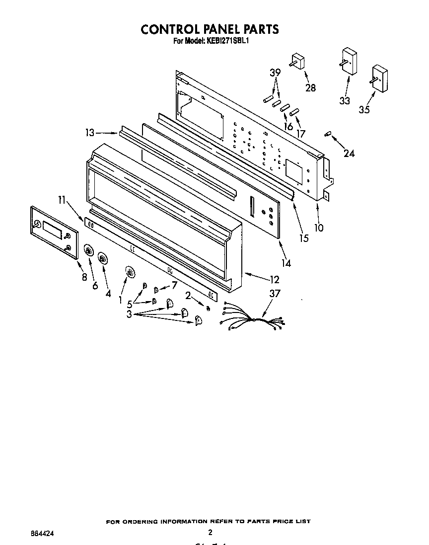 KitchenAid KEBI271SBL1 control panel diagram