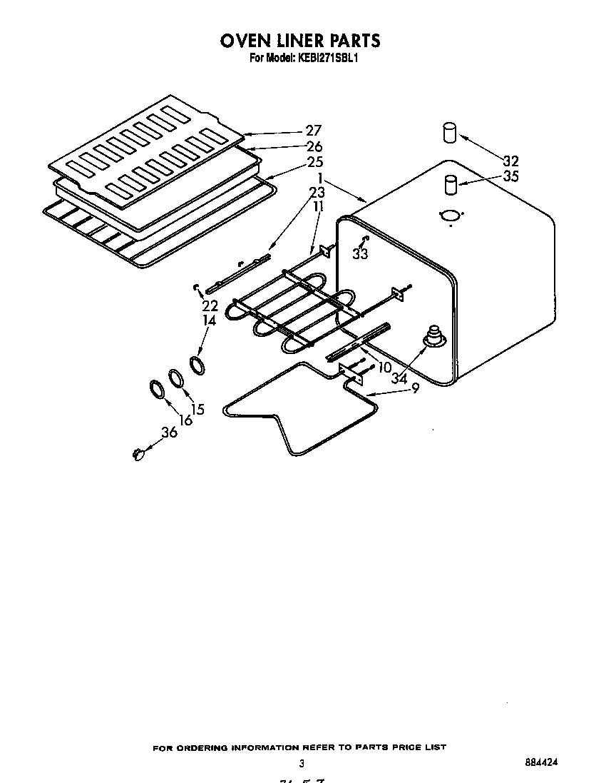 KitchenAid KEBI271SBL1 oven liner diagram