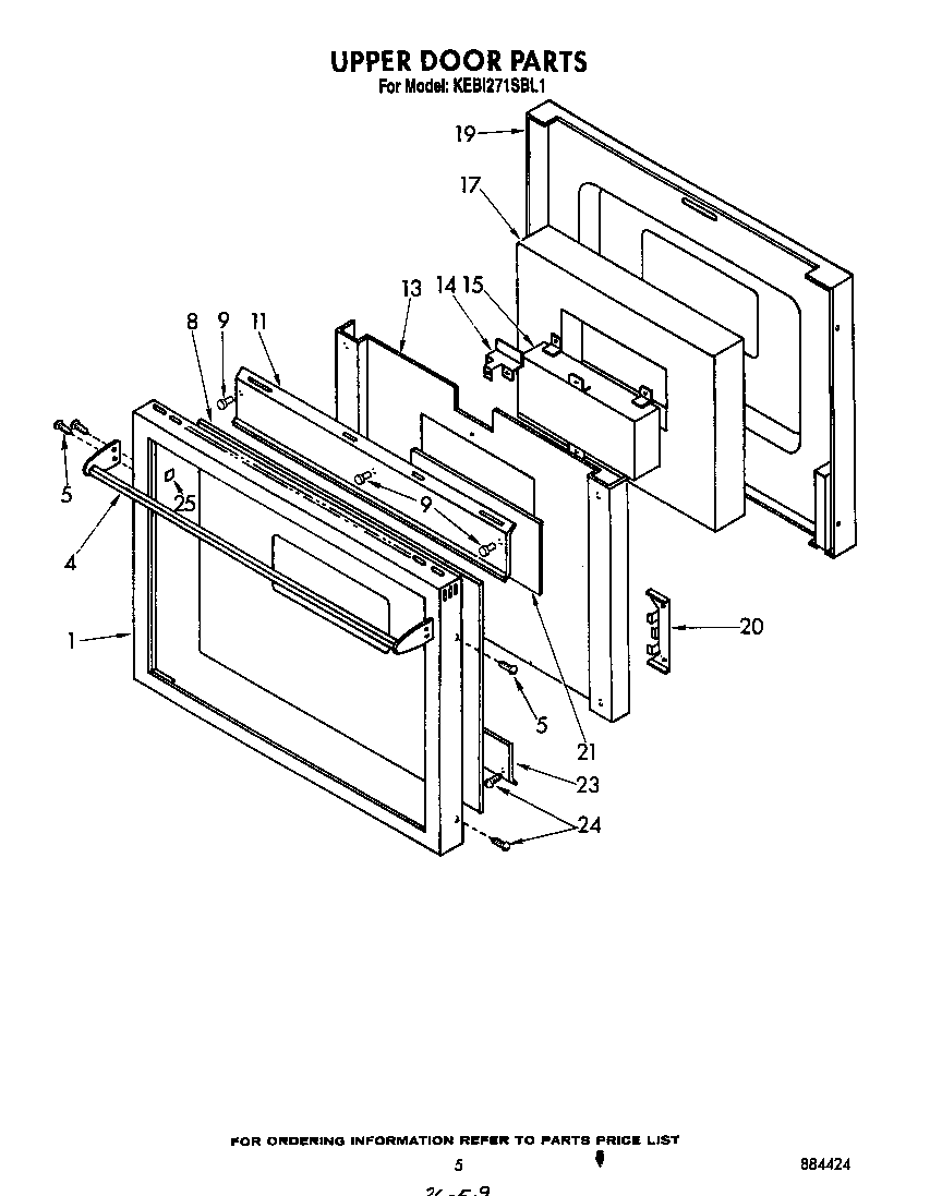 KitchenAid KEBI271SBL1 upper door diagram