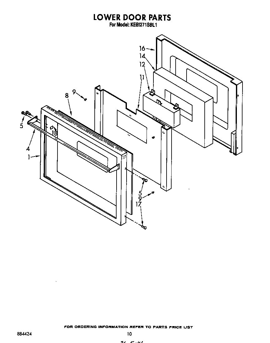 KitchenAid KEBI271SBL1 lower door diagram