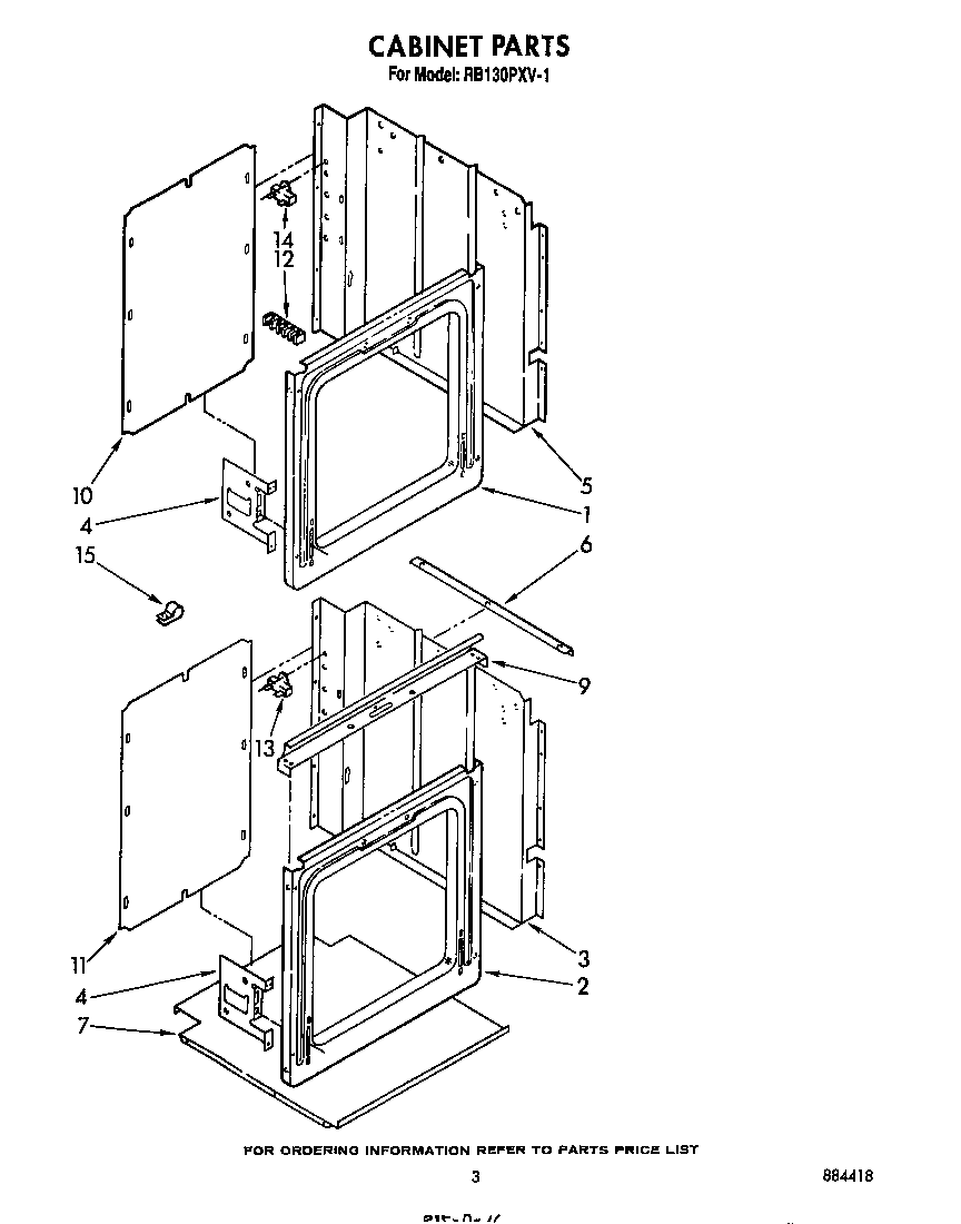 Whirlpool RB130PXV1 cabinet diagram