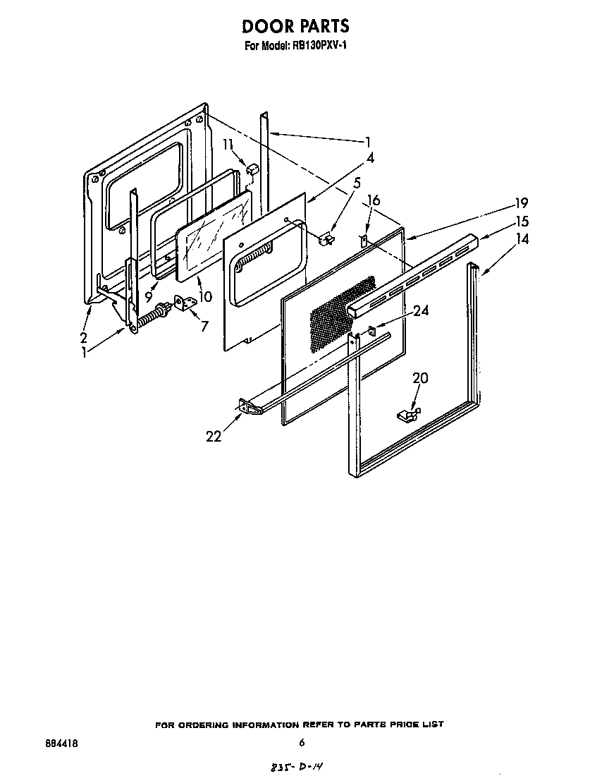 Whirlpool RB130PXV1 door diagram