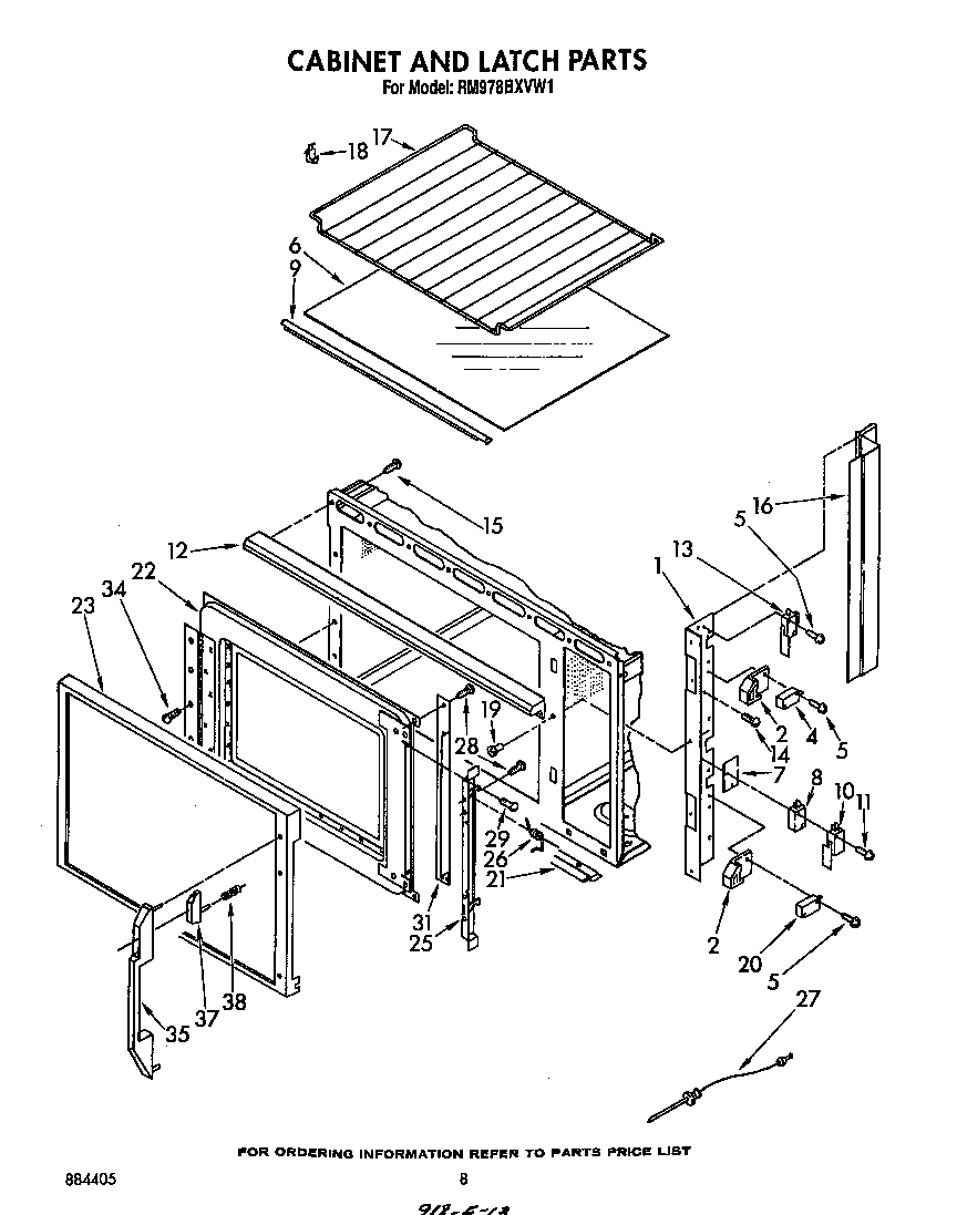 Whirlpool RM978BXVW1 cabinet and latch diagram