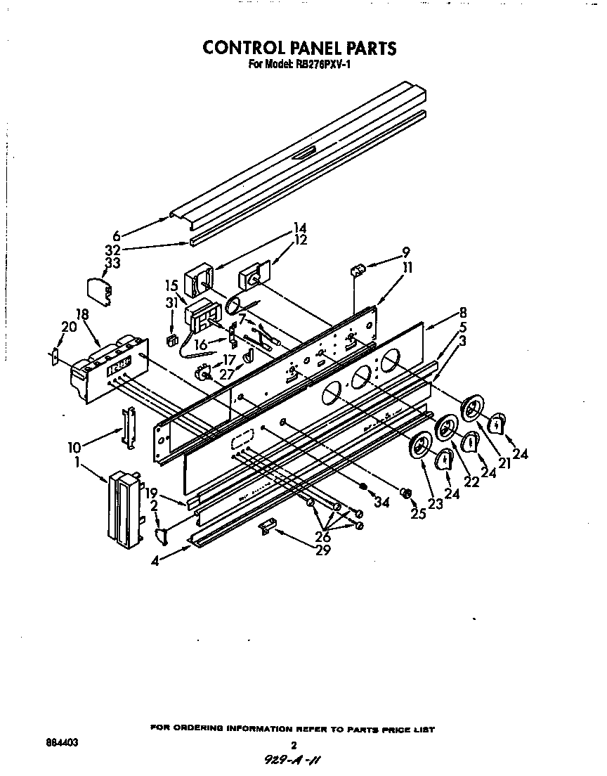 Whirlpool RB276PXV1 control panel diagram