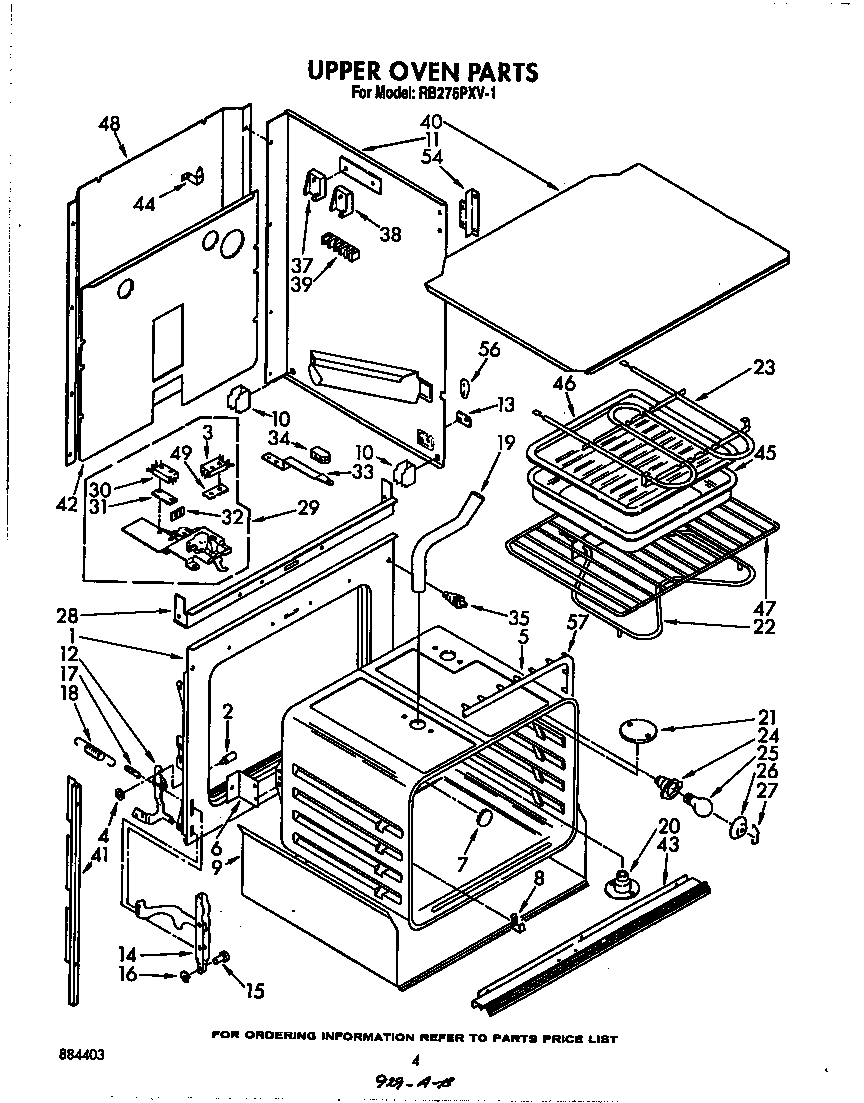 Whirlpool RB276PXV1 upper oven diagram