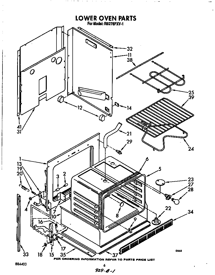 Whirlpool RB276PXV1 lower oven diagram