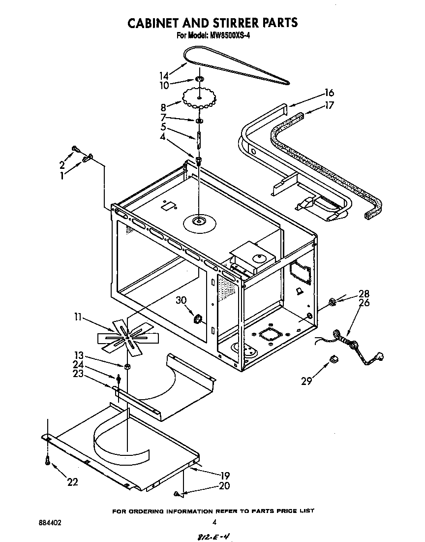Whirlpool MW8500XS4 cabinet and stirrer diagram