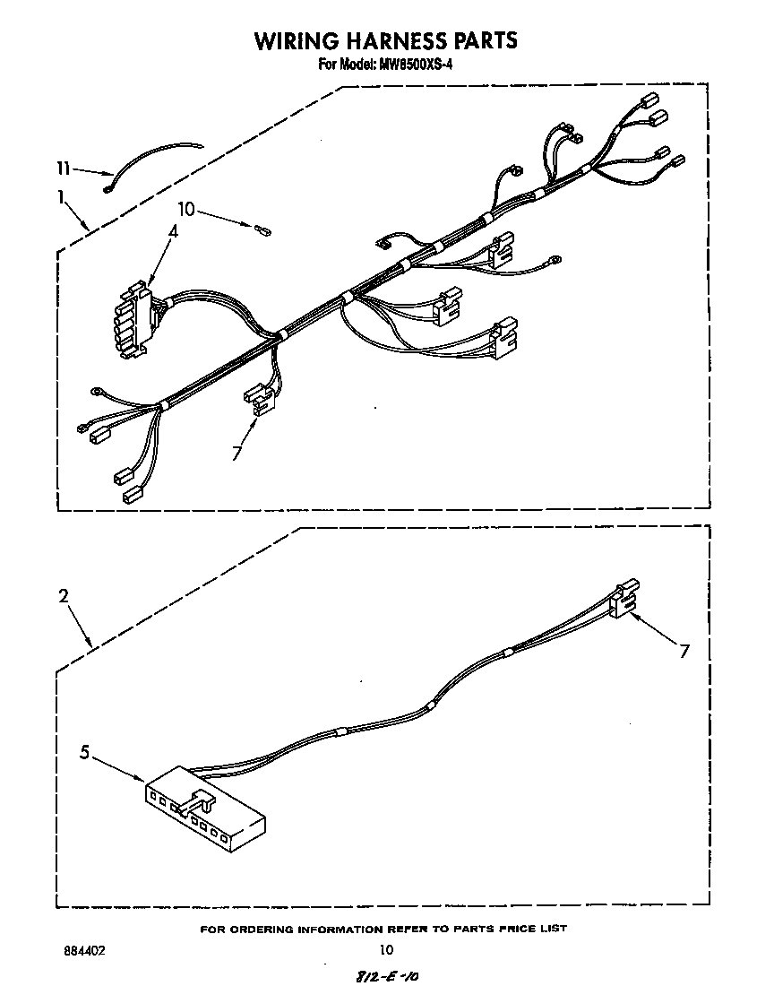 Whirlpool MW8500XS4 wiring harness diagram