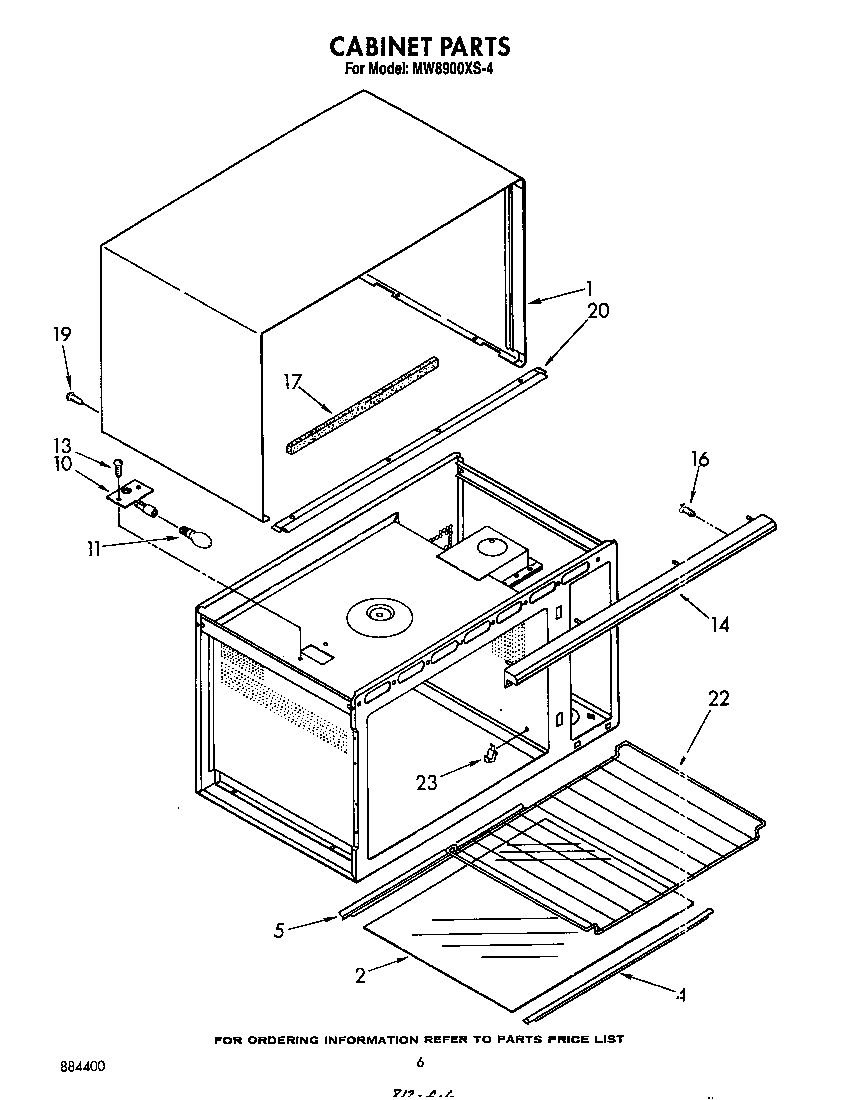 Whirlpool MW8900XS4 cabinet diagram