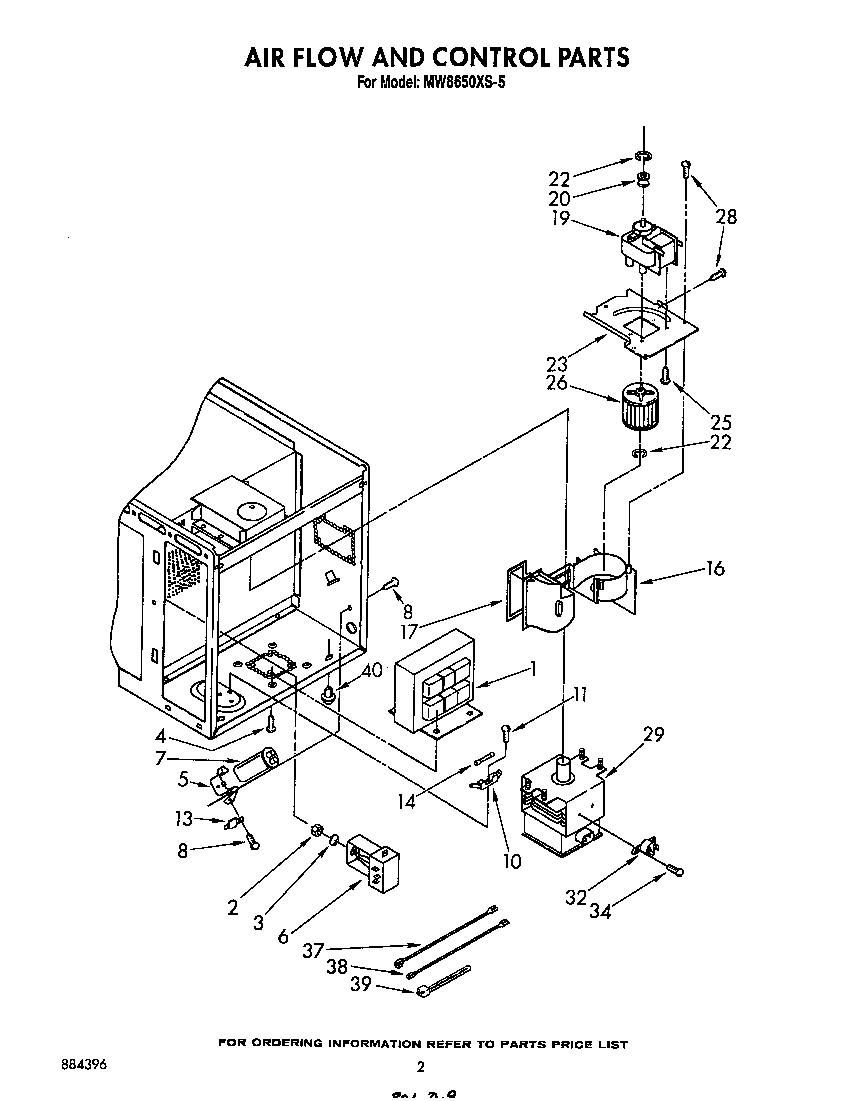 Whirlpool MW8650XS5 air flow/control diagram