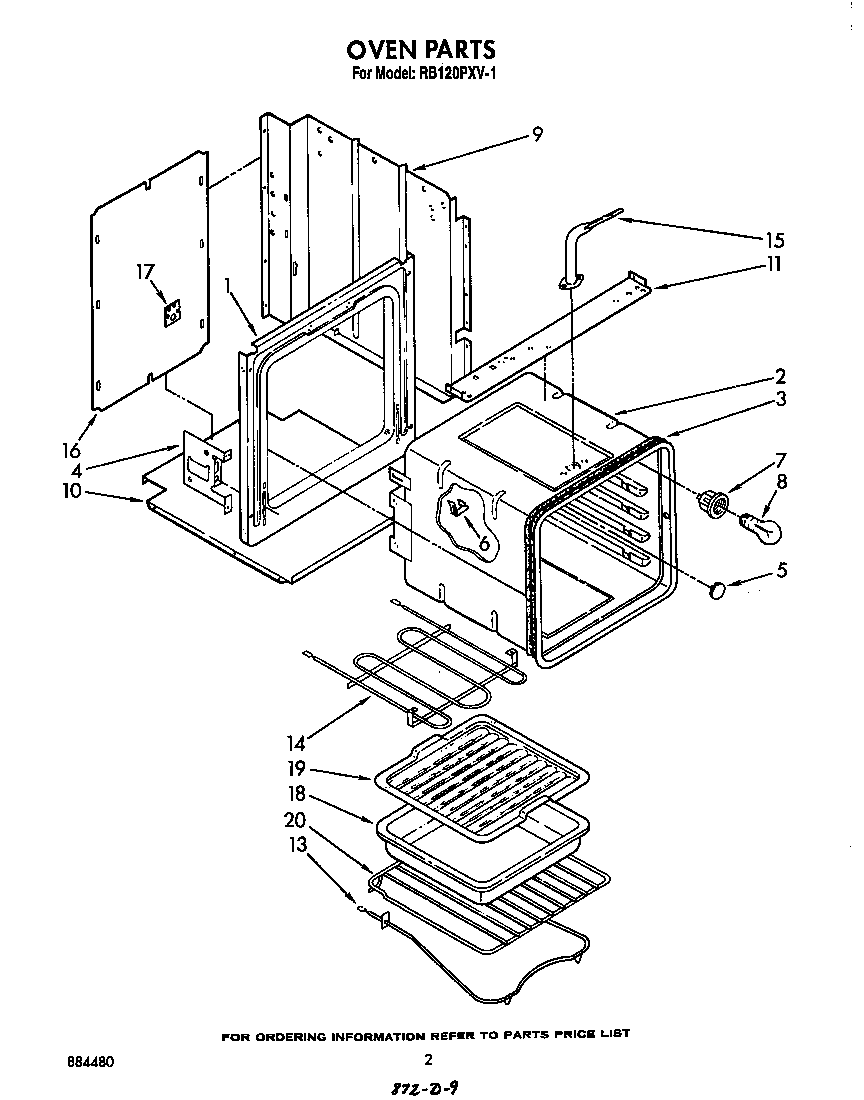 Whirlpool RB120PXV1 oven diagram