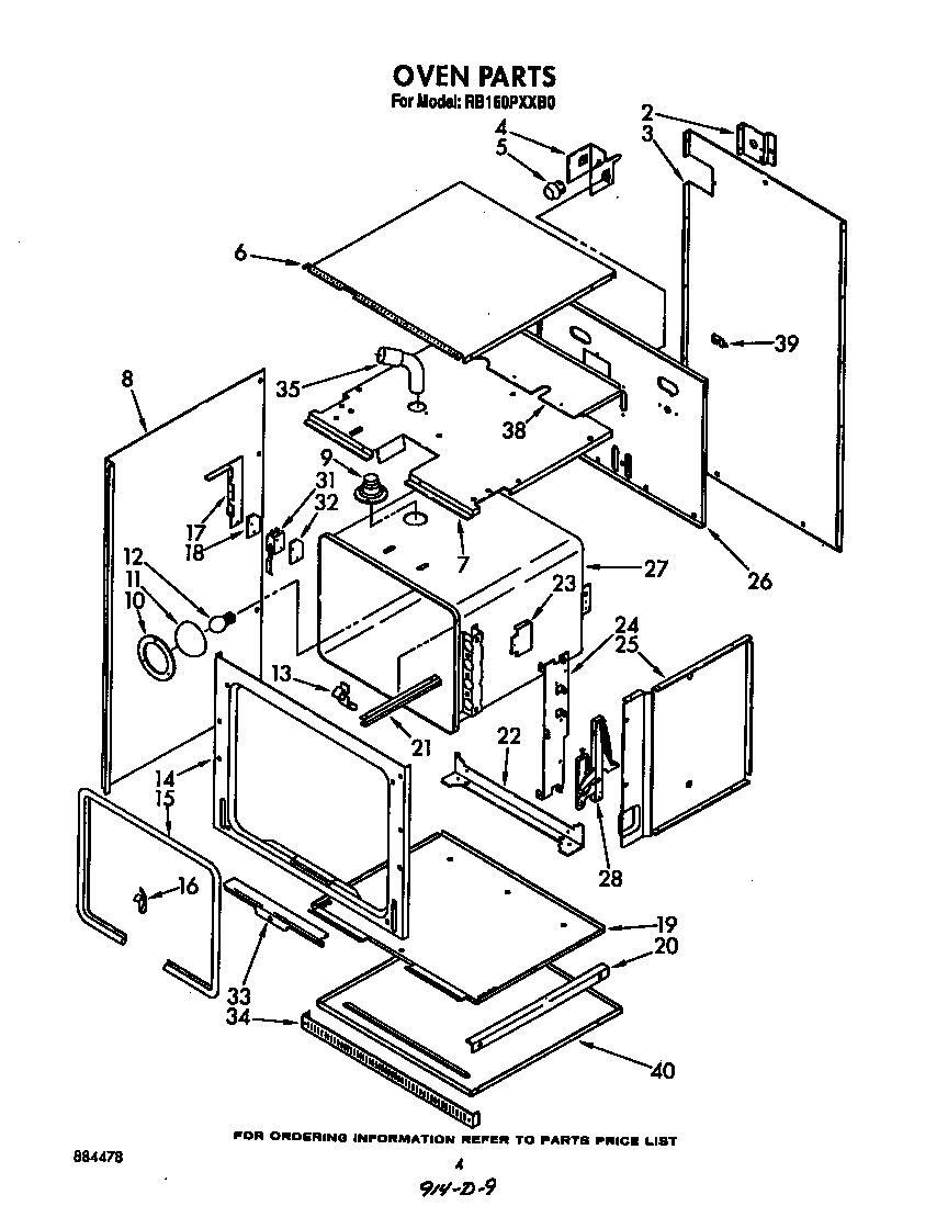 Whirlpool RB160PXXB0 oven diagram