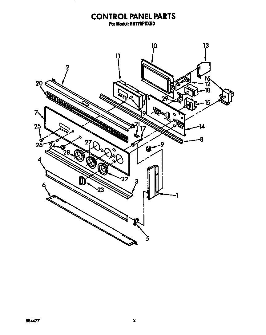 Whirlpool RB770PXXB0 control panel diagram