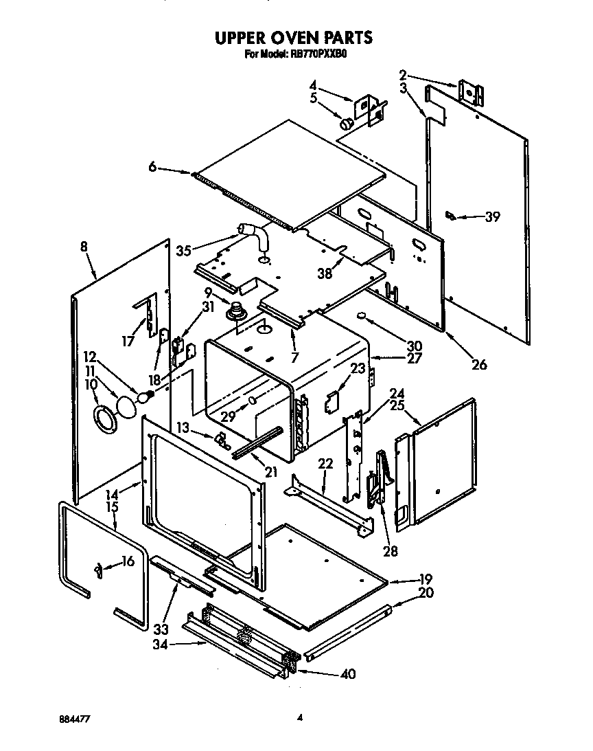 Whirlpool RB770PXXB0 upper oven diagram