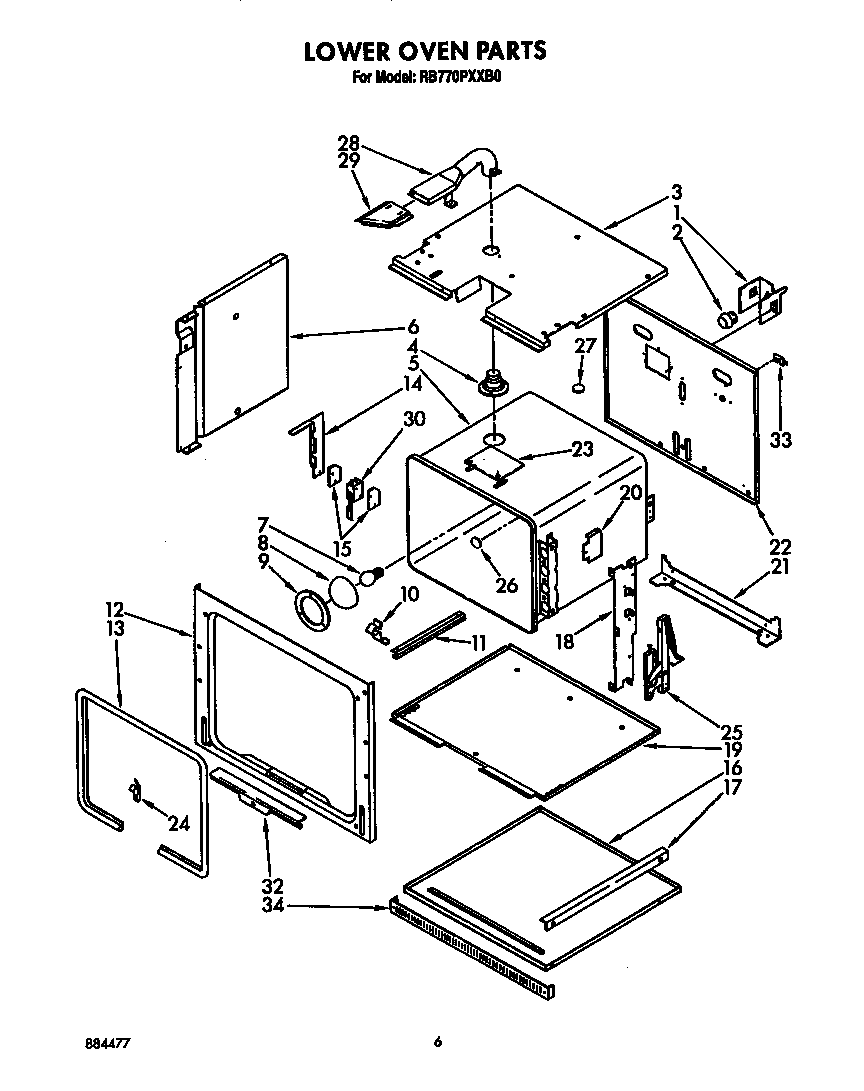 Whirlpool RB770PXXB0 lower oven diagram