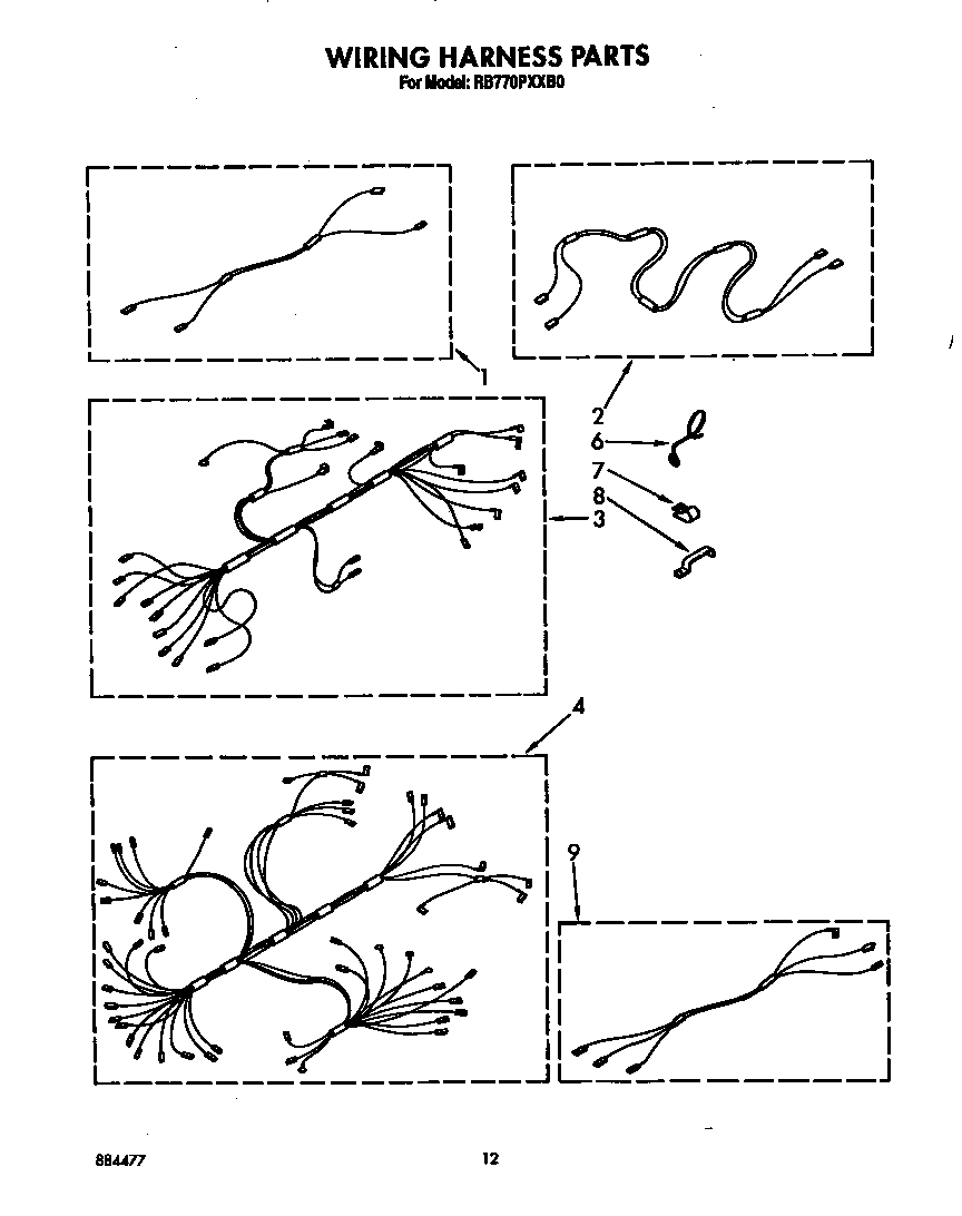 Whirlpool RB770PXXB0 wiring harness diagram
