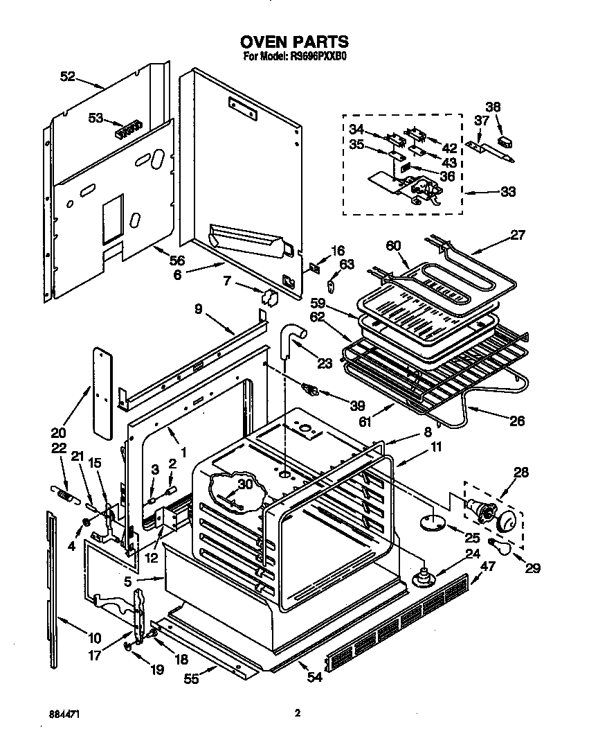 Whirlpool RS696PXXB0 oven diagram