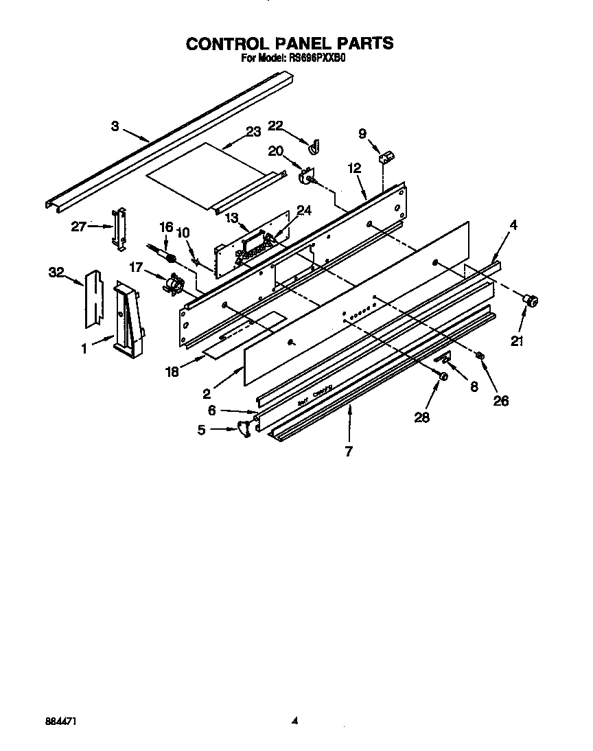 Whirlpool RS696PXXB0 control panel diagram
