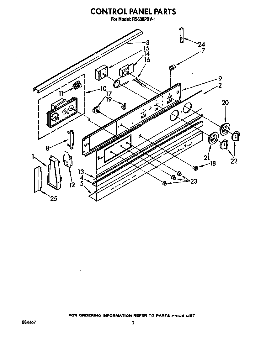 Whirlpool RS630PXV1 control panel diagram
