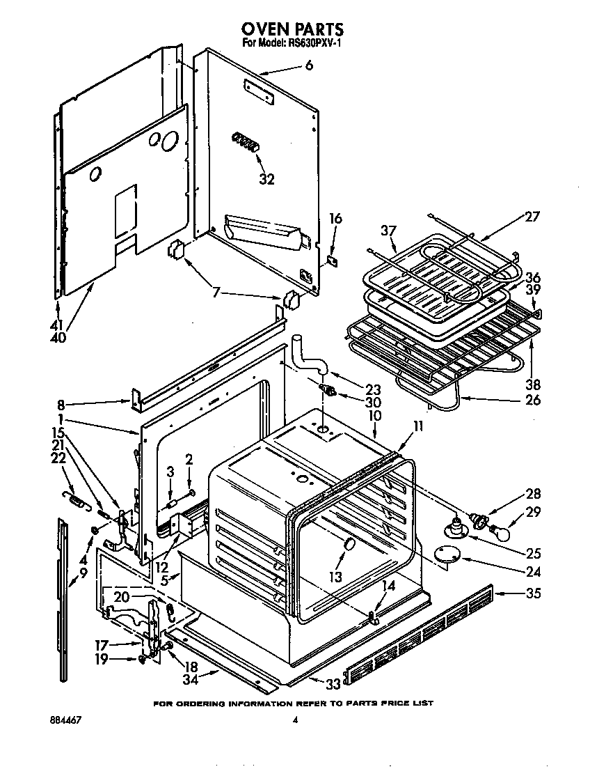 Whirlpool RS630PXV1 oven diagram