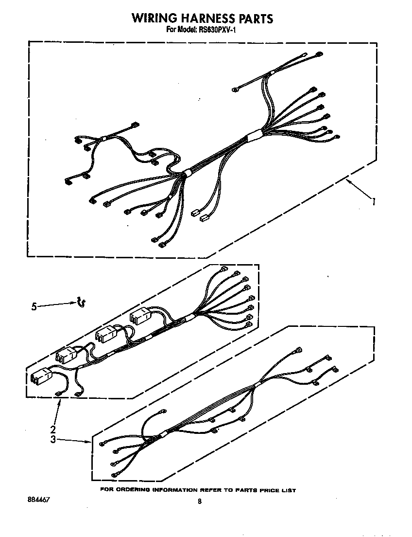 Whirlpool RS630PXV1 wiring harness diagram