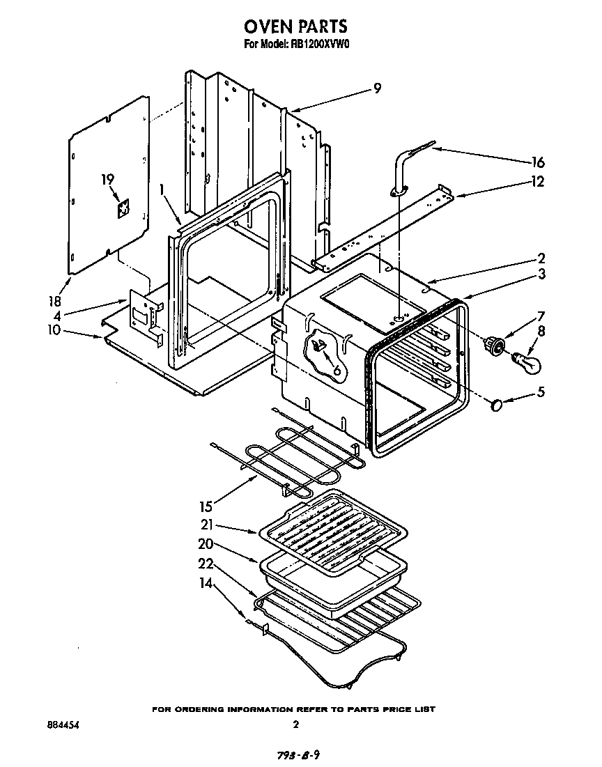 Whirlpool RB1200XVW0 oven diagram