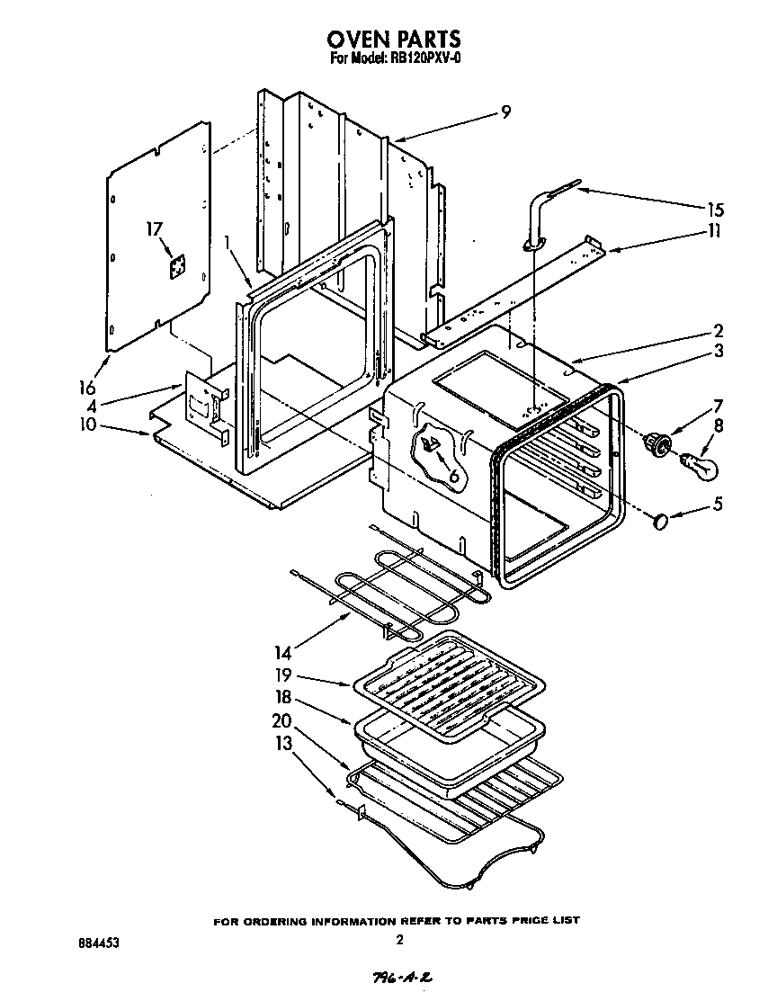 Whirlpool RB120PXV0 oven diagram