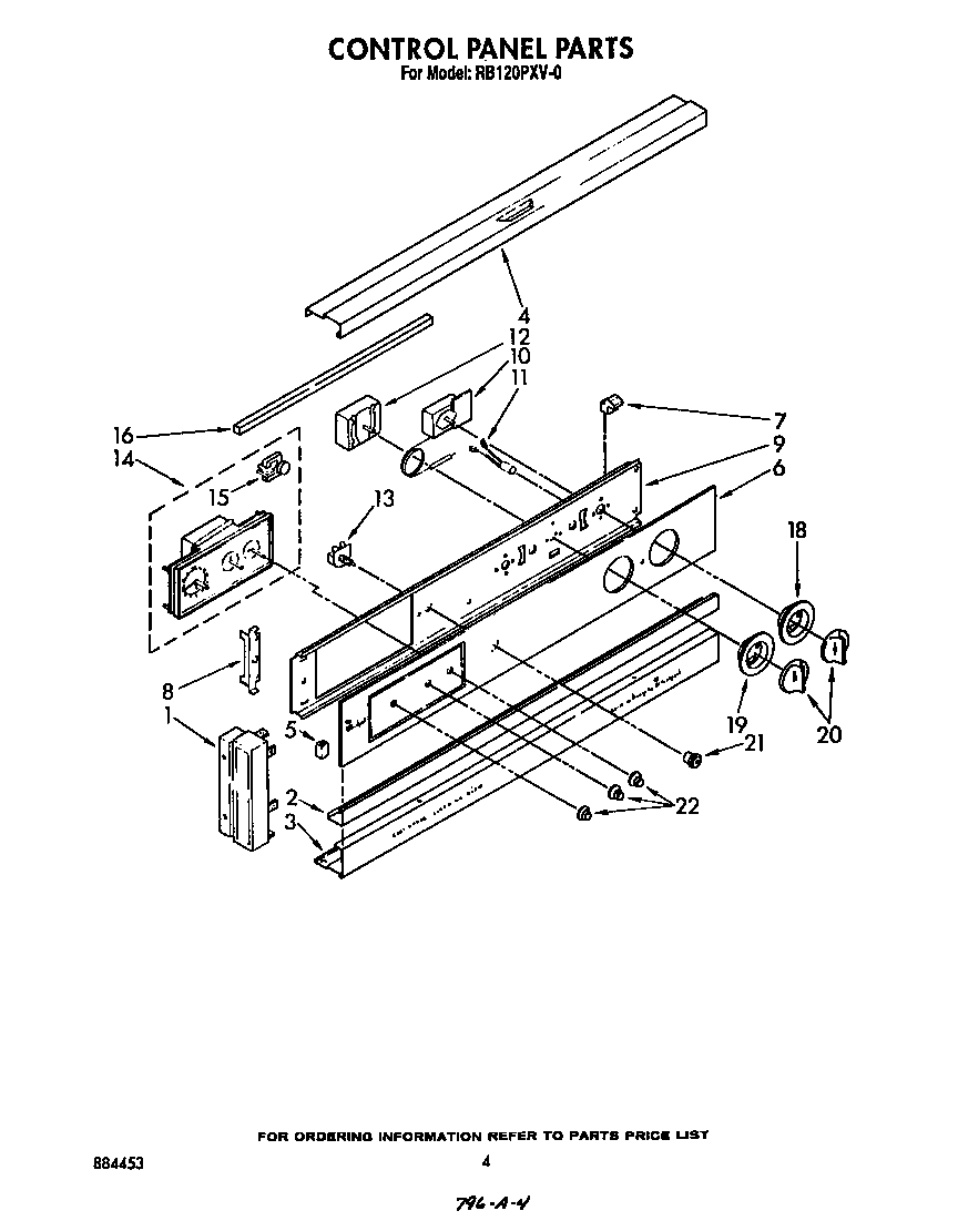 Whirlpool RB120PXV0 control panel diagram