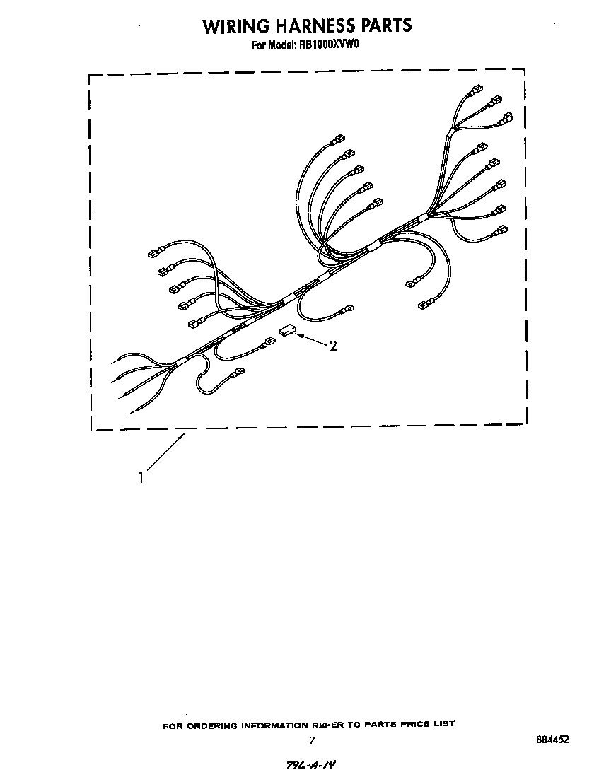 Whirlpool RB1000XVW0 wiring harness diagram
