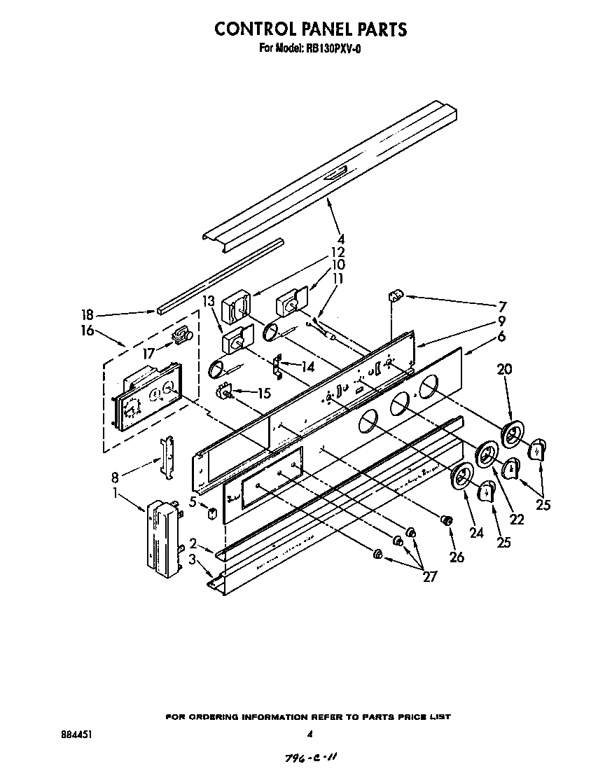 Whirlpool RB130PXV0 control panel diagram