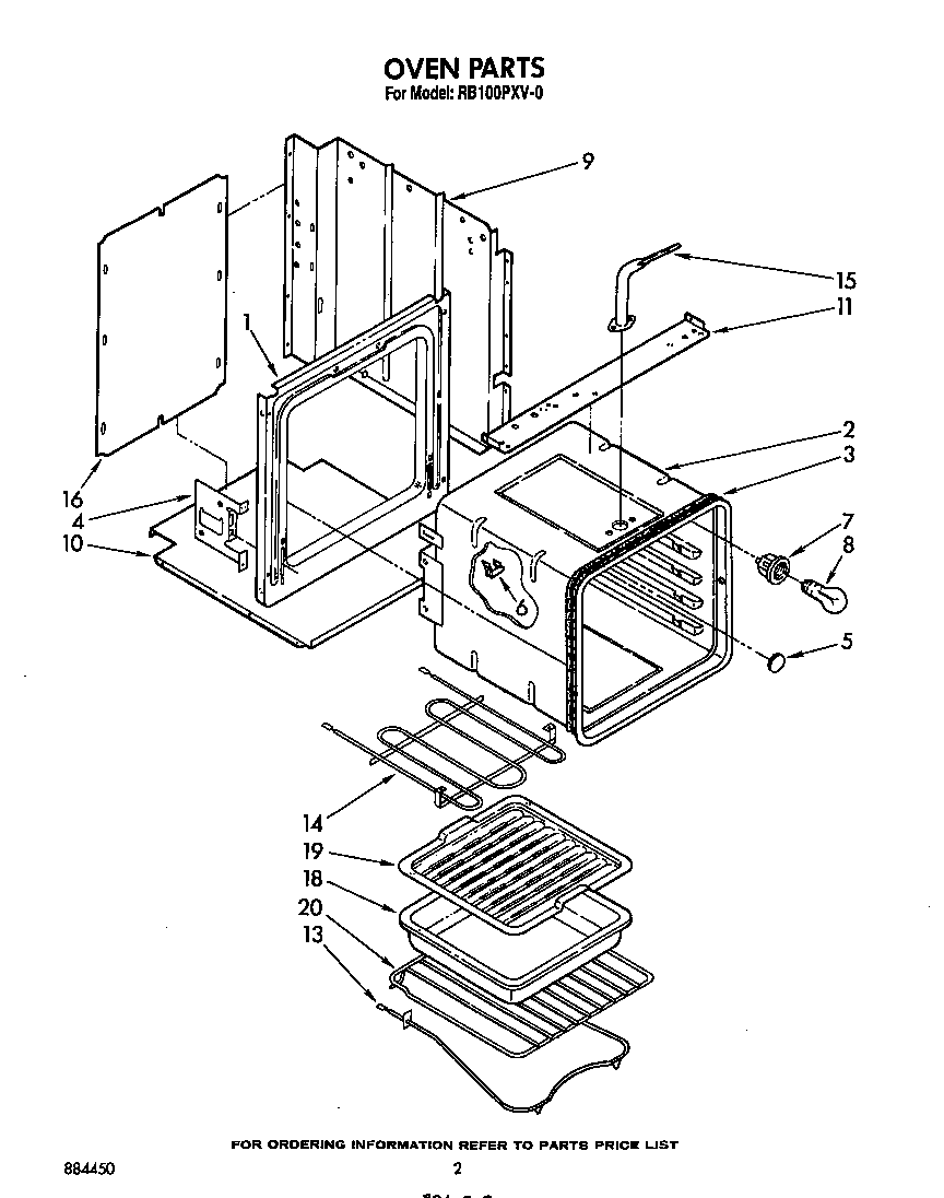 Whirlpool RB100PXV0 oven diagram