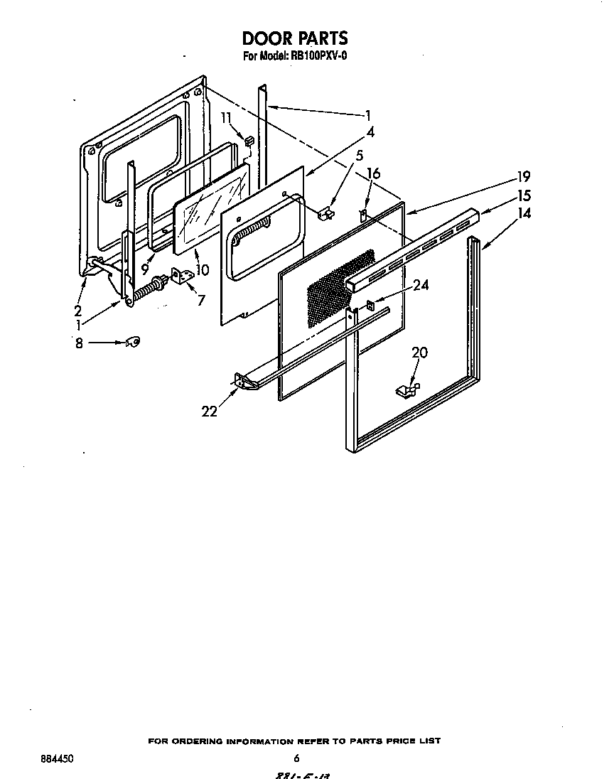 Whirlpool RB100PXV0 door diagram