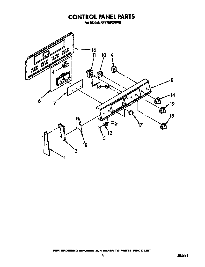 Whirlpool RF375PXVW0 control panel diagram