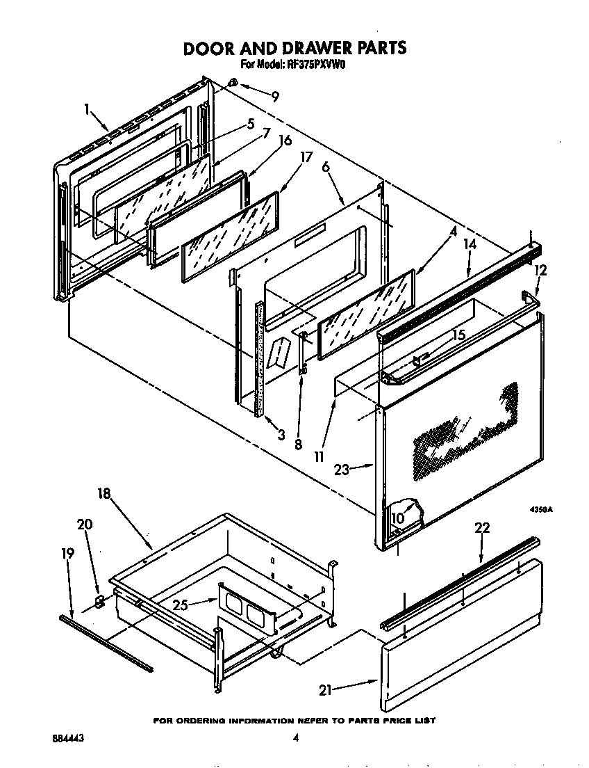 Whirlpool RF375PXVW0 door and drawer diagram