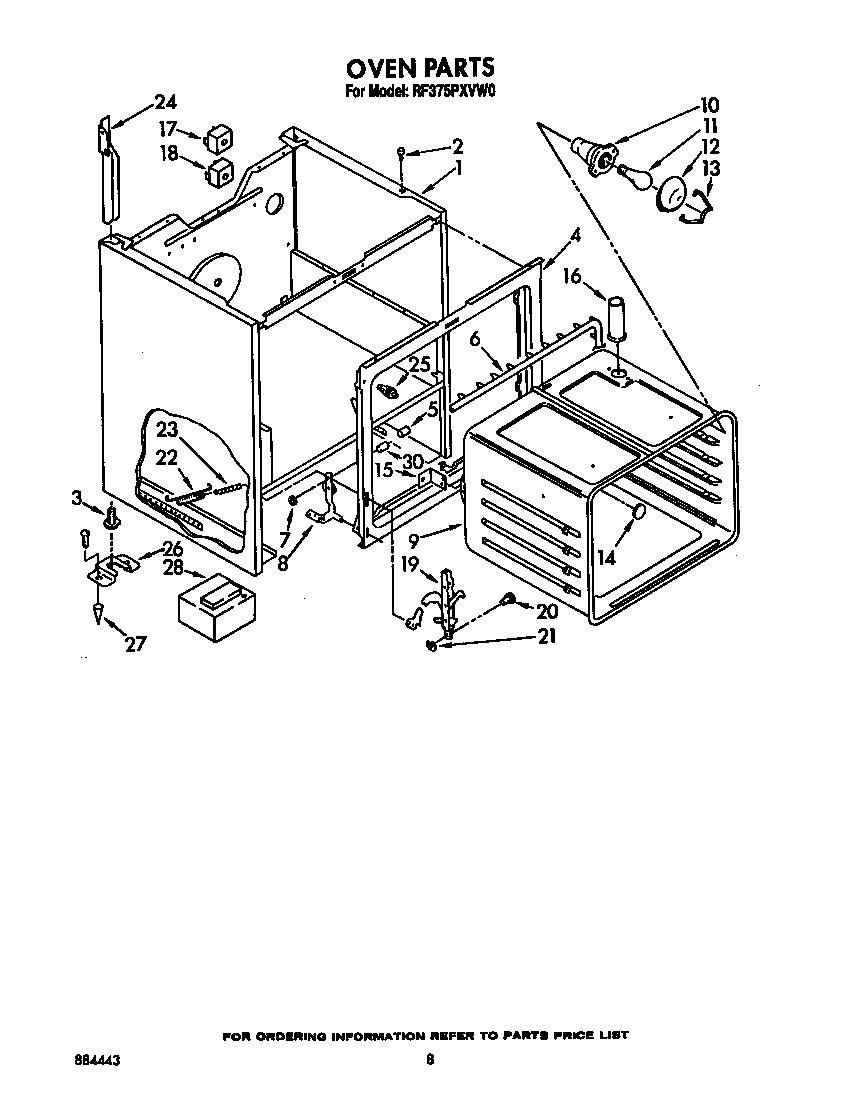 Whirlpool RF375PXVW0 oven diagram