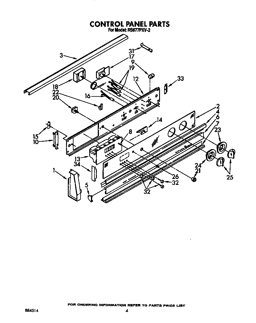 Whirlpool RS677PXV2 control panel diagram