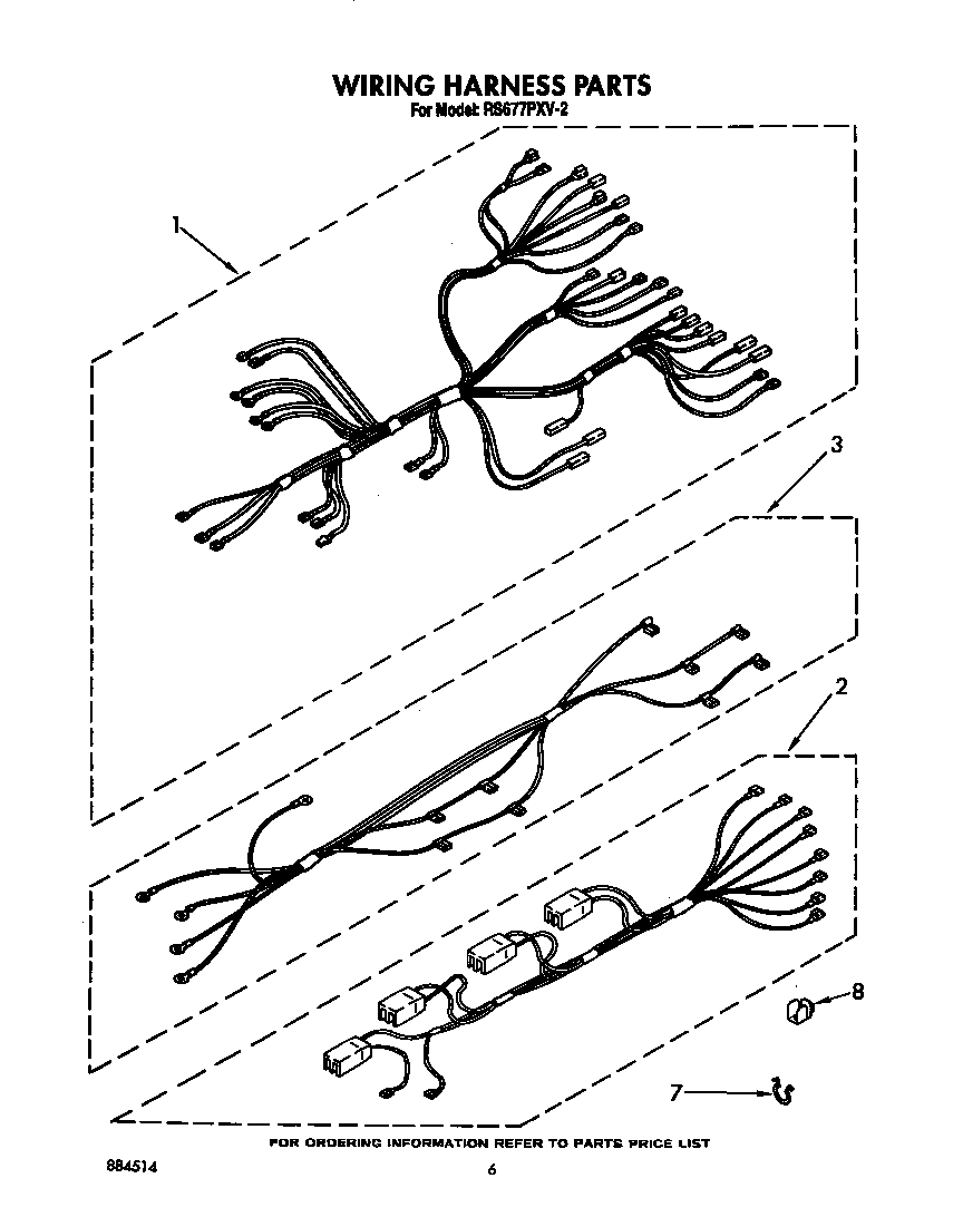 Whirlpool RS677PXV2 wiring harness diagram