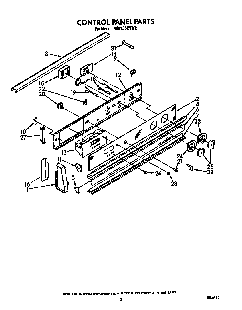 Whirlpool RS6750XVW2 control panel diagram