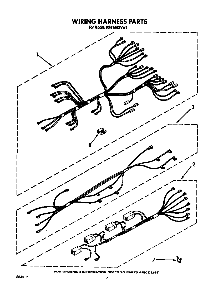 Whirlpool RS6750XVW2 wiring harness diagram