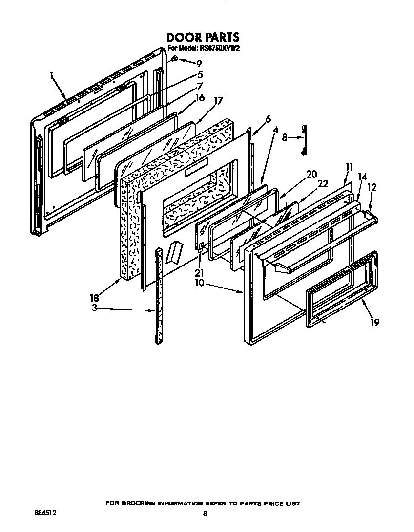 Whirlpool RS6750XVW2 door diagram