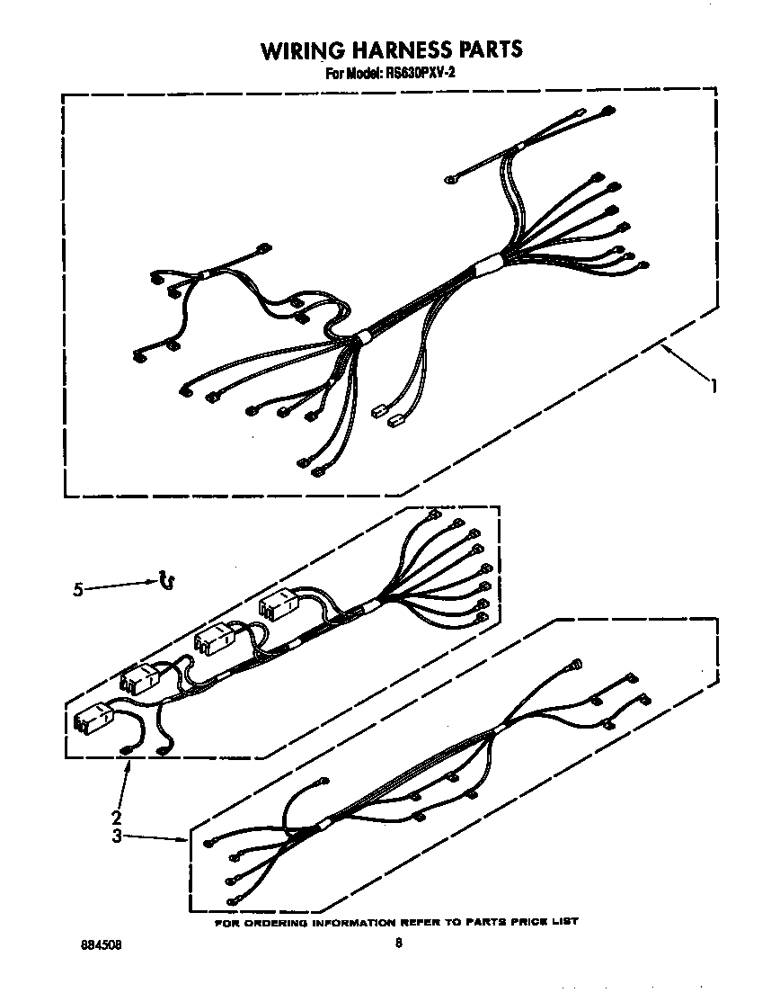 Whirlpool RS630PXV2 wiring harness diagram