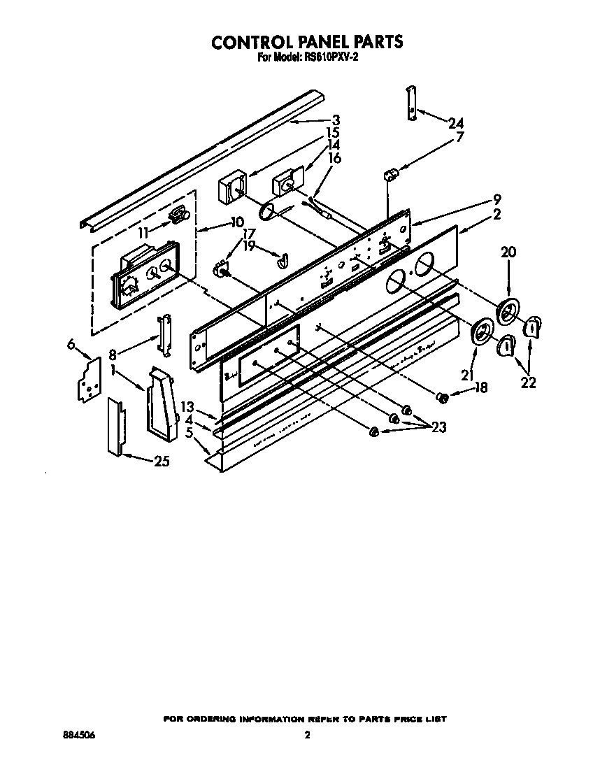 Whirlpool RS610PXV2 control panel diagram