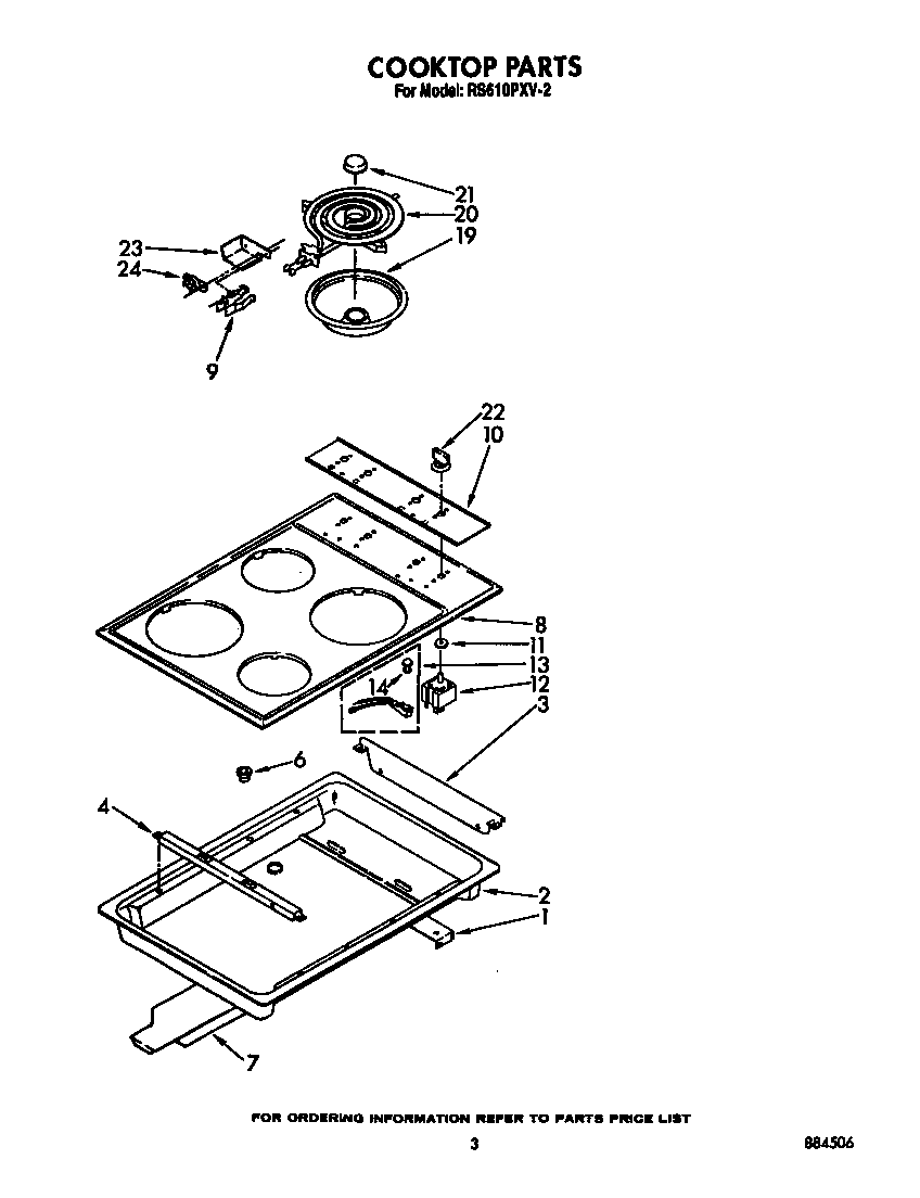 Whirlpool RS610PXV2 cooktop diagram