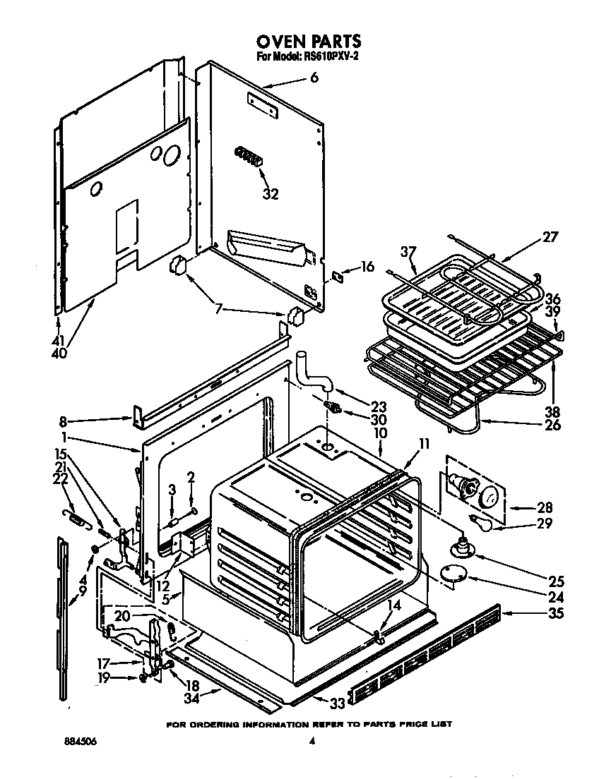 Whirlpool RS610PXV2 oven diagram