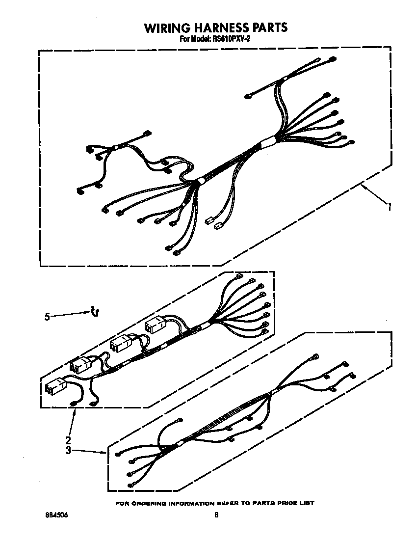 Whirlpool RS610PXV2 wiring harness diagram