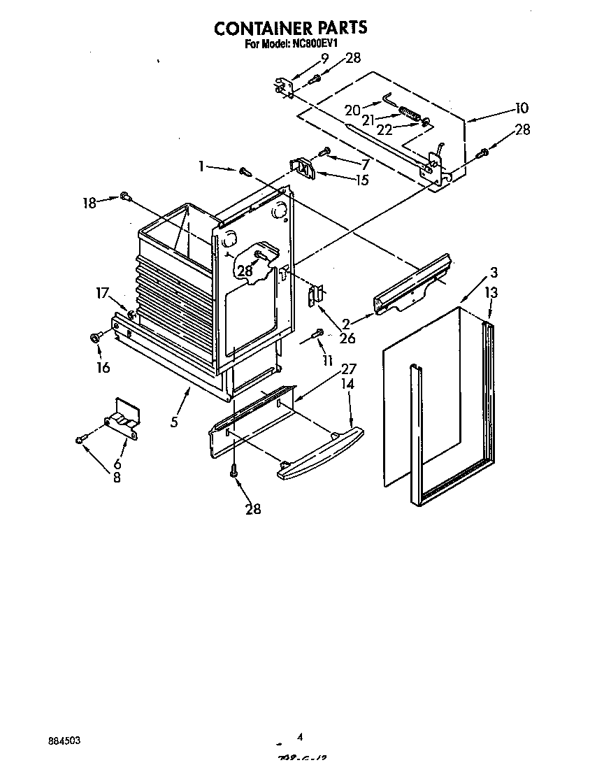 Whirlpool NC800EV1 container diagram