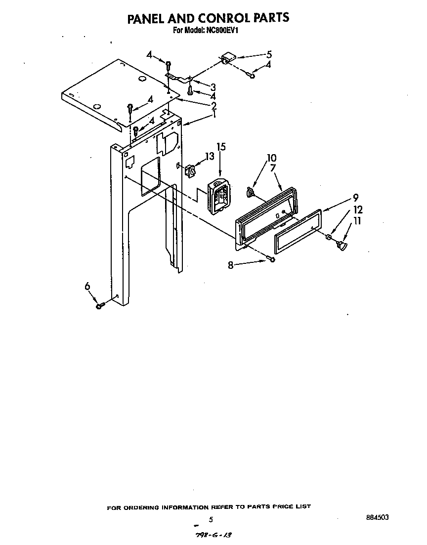Whirlpool NC800EV1 panel and control diagram