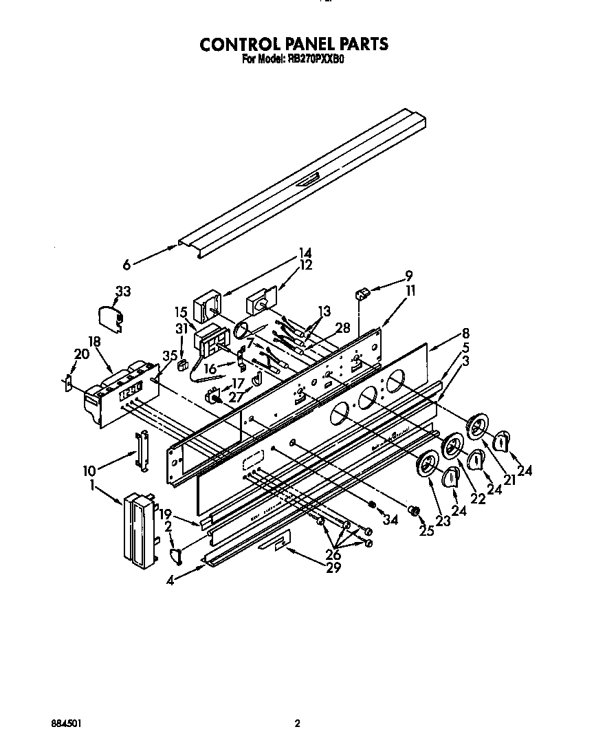 Whirlpool RB270PXXW0 control panel diagram